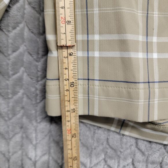 Nike Golf Shorts‎ Men's Size 36 Tan Beige Blue Plaid Dri-Fit Flat Front Pockets - Picture 6 of 9